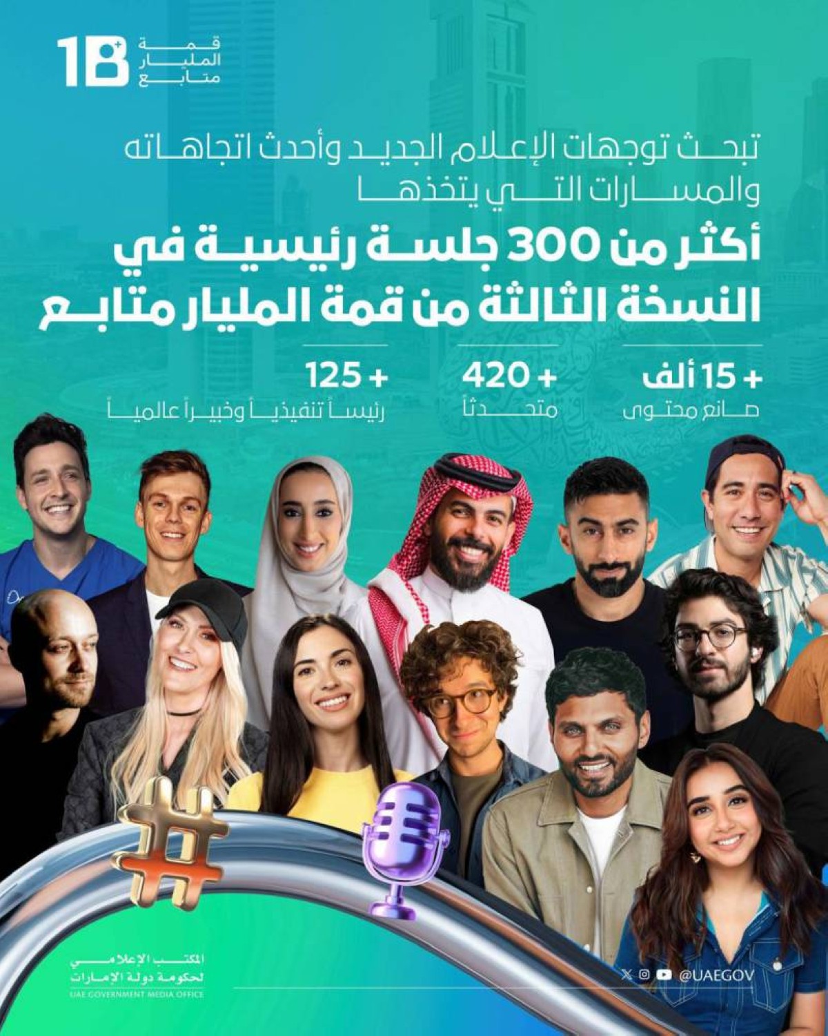أكثر من 300 جلسة رئيسية في النسخة الثالثة من قمة المليار متابع